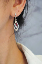 Load image into Gallery viewer, LUOWEND 18K White Gold Real Natural Ruby and Diamond Gemstone Earrings for Women