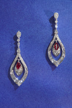 Load image into Gallery viewer, LUOWEND 18K White Gold Real Natural Ruby and Diamond Gemstone Earrings for Women