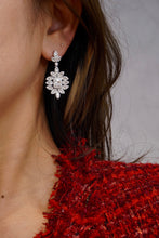 Load image into Gallery viewer, LUOWEND 18K White Gold Real Natural Diamond Drop Earrings for Women