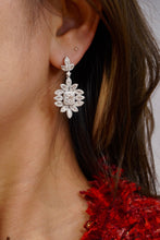 Load image into Gallery viewer, LUOWEND 18K White Gold Real Natural Diamond Drop Earrings for Women