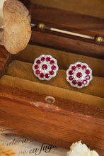 Load image into Gallery viewer, LUOWEND 18K White Gold Real Natural Ruby and Diamond Gemstone Earrings for Women