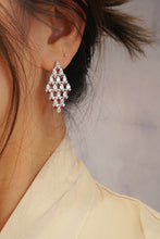 Load image into Gallery viewer, LUOWEND 18K White Gold Real Natural Ruby and Diamond Gemstone Earrings for Women