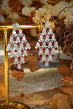 Load image into Gallery viewer, LUOWEND 18K White Gold Real Natural Ruby and Diamond Gemstone Earrings for Women