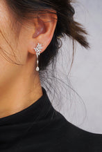 Load image into Gallery viewer, LUOWEND 18K White Gold Real Natural Diamond Drop Earrings for Women