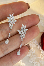 Load image into Gallery viewer, LUOWEND 18K White Gold Real Natural Diamond Drop Earrings for Women