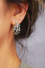 Load image into Gallery viewer, LUOWEND 18K White Gold Real Natural Emerald and Diamond Gemstone Earrings for Women