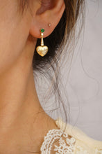 Load image into Gallery viewer, LUOWEND 18K Yellow Gold Real Natural Emerald and Diamond Gemstone Earrings for Women