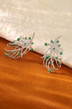 Load image into Gallery viewer, LUOWEND 18K White Gold Real Natural Emerald and Diamond Gemstone Earrings for Women