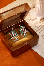 Load image into Gallery viewer, LUOWEND 18K White Gold Real Natural Emerald and Diamond Gemstone Earrings for Women