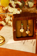 Load image into Gallery viewer, LUOWEND 18K Yellow Gold Real Natural Emerald and Diamond Gemstone Earrings for Women