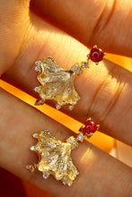 Load image into Gallery viewer, LUOWEND 18K Yellow Gold Real Natural Ruby and Diamond Gemstone Earrings for Women