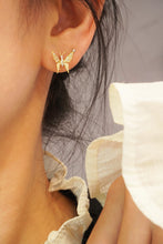 Load image into Gallery viewer, LUOWEND 18K Yellow Gold Real Natural Diamond Stud Earrings for Women