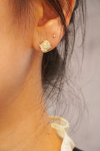 Load image into Gallery viewer, LUOWEND 18K Yellow Gold Real Natural Diamond Stud Earrings for Women