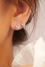 Load image into Gallery viewer, LUOWEND 18K White Gold Real Natural Diamond Stud Earrings for Women