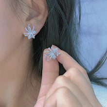 Load image into Gallery viewer, LUOWEND 18K White Gold Real Natural Diamond Stud Earrings for Women