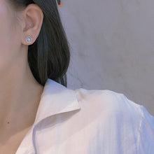 Load image into Gallery viewer, LUOWEND 18K White Gold Real Natural Diamond Stud Earrings for Women
