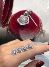 Load image into Gallery viewer, LUOWEND 18K White Gold Real Natural Diamond Stud Earrings for Women