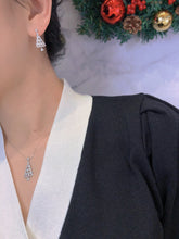 Load image into Gallery viewer, LUOWEND 18K White Gold Real Natural Diamond Drop Earrings for Women