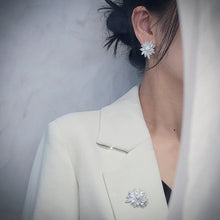 Load image into Gallery viewer, LUOWEND 18K White Gold Real Natural Diamond Stud Earring and Necklace for Women