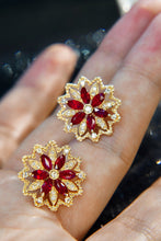 Load image into Gallery viewer, LUOWEND 18K Yellow Gold Real Natural Ruby and Diamond Gemstone Earrings for Women