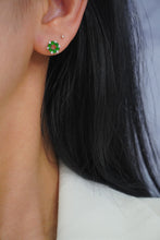 Load image into Gallery viewer, LUOWEND 18K White Gold Real Natural Jadeite and Diamond Gemstone Earrings for Women