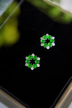 Load image into Gallery viewer, LUOWEND 18K White Gold Real Natural Jadeite and Diamond Gemstone Earrings for Women