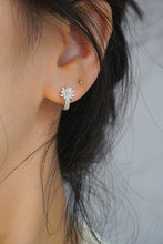 Load image into Gallery viewer, LUOWEND 18K White Gold Real Natural Diamond Hoop Earrings for Women