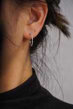 Load image into Gallery viewer, LUOWEND 18K White Gold Real Natural Diamond Hoop Earrings for Women