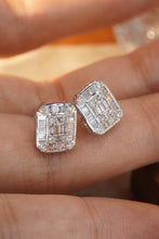 Load image into Gallery viewer, LUOWEND 18K White Gold Real Natural Diamond Stud Earrings for Women