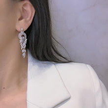 Load image into Gallery viewer, LUOWEND 18K White Gold Real Natural Diamond Drop Earrings for Women