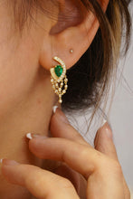Load image into Gallery viewer, LUOWEND 18K Yellow Gold Real Natural Emerald and Diamond Gemstone Earrings for Women