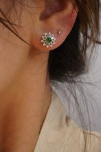 Load image into Gallery viewer, LUOWEND 18K White Gold Real Natural Jadeite and Diamond Gemstone Earrings for Women