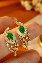 Load image into Gallery viewer, LUOWEND 18K Yellow Gold Real Natural Emerald and Diamond Gemstone Earrings for Women
