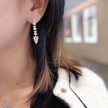 Load image into Gallery viewer, LUOWEND 18K White Gold Real Natural Diamond Drop Earrings for Women