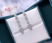 Load image into Gallery viewer, LUOWEND 18K White Gold Real Natural Diamond Drop Earrings for Women
