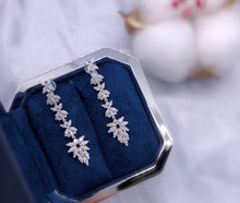 Load image into Gallery viewer, LUOWEND 18K White Gold Real Natural Diamond Drop Earrings for Women