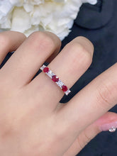 Load image into Gallery viewer, LUOWEND 18K White Gold Real Natural Ruby and Diamond Gemstone Ring for Women