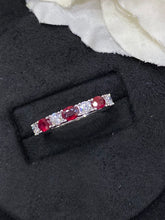 Load image into Gallery viewer, LUOWEND 18K White Gold Real Natural Ruby and Diamond Gemstone Ring for Women