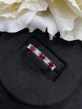 Load image into Gallery viewer, LUOWEND 18K White Gold Real Natural Ruby and Diamond Gemstone Ring for Women