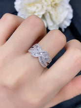Load image into Gallery viewer, LUOWEND 18K White Gold Real Natural Diamond Ring for Women