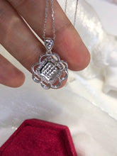 Load image into Gallery viewer, LUOWEND 18K White Gold Real Natural Diamond Pendant Necklace for Women