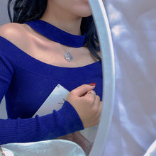 Load image into Gallery viewer, LUOWEND 18K White Gold Real Natural Diamond Pendant Necklace for Women