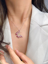 Load image into Gallery viewer, LUOWEND 18K White Gold Real Natural Diamond and Gemstone Necklace for Women