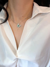 Load image into Gallery viewer, LUOWEND 18K White Gold Real Natural Emerald and Diamond Gemstone Necklace for Women