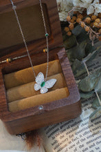 Load image into Gallery viewer, LUOWEND 18K White Gold Real Natural Emerald and Diamond Gemstone Necklace for Women