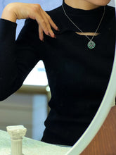 Load image into Gallery viewer, LUOWEND 18K White Gold Real Natural Emerald and Diamond Gemstone Necklace for Women