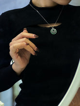 Load image into Gallery viewer, LUOWEND 18K White Gold Real Natural Emerald and Diamond Gemstone Necklace for Women