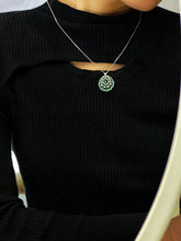 Load image into Gallery viewer, LUOWEND 18K White Gold Real Natural Emerald and Diamond Gemstone Necklace for Women