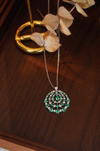 Load image into Gallery viewer, LUOWEND 18K White Gold Real Natural Emerald and Diamond Gemstone Necklace for Women