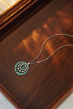 Load image into Gallery viewer, LUOWEND 18K White Gold Real Natural Emerald and Diamond Gemstone Necklace for Women